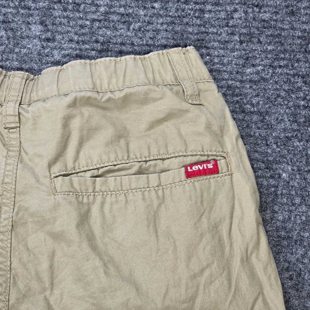 Levis Cargo Shorts Boy's Size 14 Regular Khaki Tan Cotton‎ Zip Elastic Waist